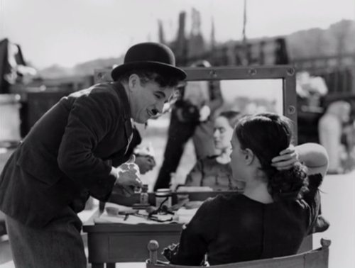 Charlie Chaplin & Paulette Goddard on the set of Modern Times